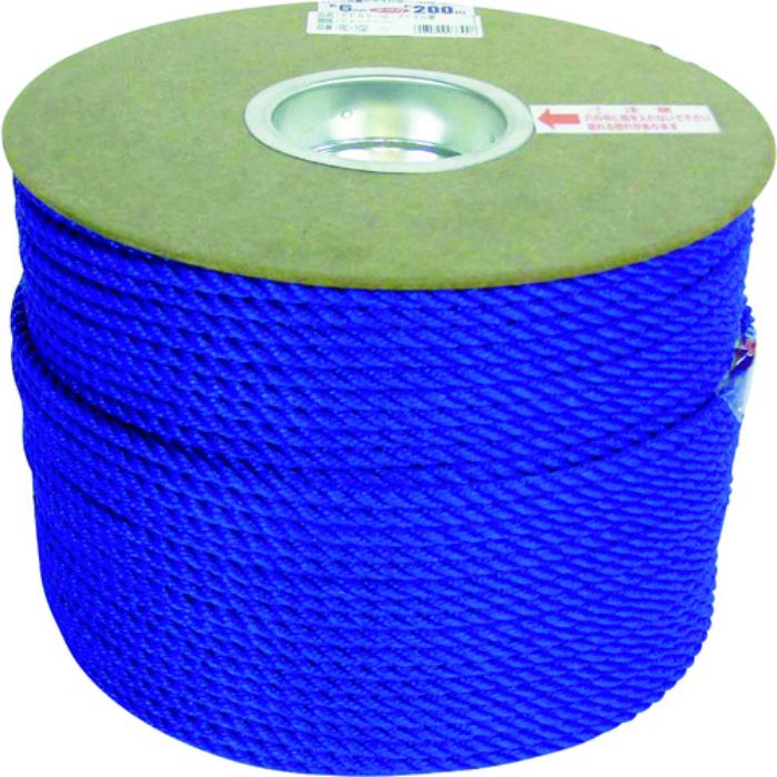 ユタカメイク ポリエチレンロープドラム巻 6mm×200m ブルー(Tcode:7947526)