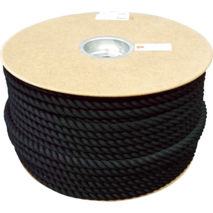 ユタカメイク ポリエステルロープ ドラム巻 12φ×100m 黒(Tcode:7541376)