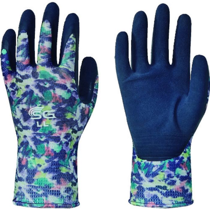 トワロン 天然ゴム背抜き手袋 SG-R102 ぼかし柄ブルー LL(Tcode:1373735)