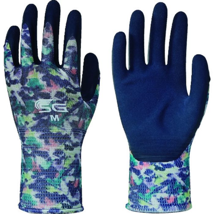 トワロン 天然ゴム背抜き手袋 SG-R102 ぼかし柄ブルー M(Tcode:1373736)