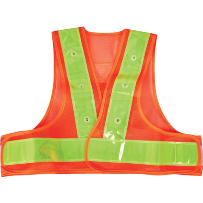 TRUSCO LED付ショート安全ベスト オレンジ×蛍光イエロー(Tcode:3886844)