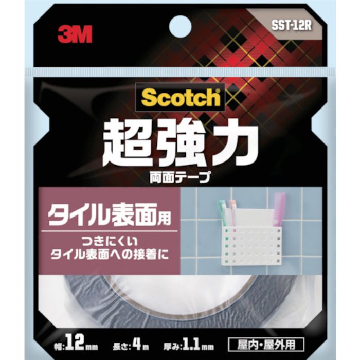 3M スコッチ 超強力両面テープ タイル表面用 12mm×4m(Tcode:3894484)