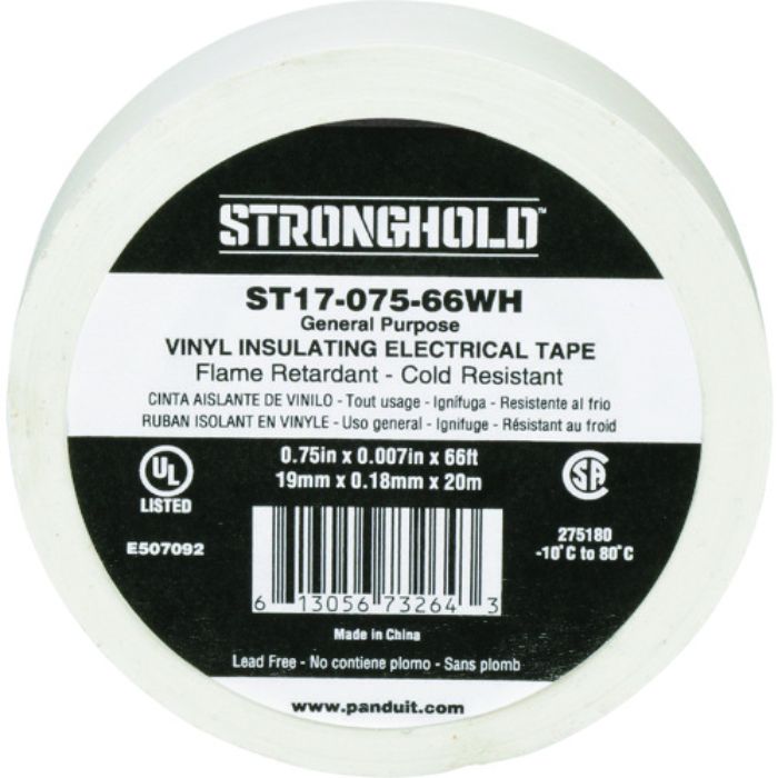 ストロングホールド StrongHoldビニールテープ 一般用途用 白 幅19.1mm 長さ20m ST17-075-66WH(Tcode:2167621)