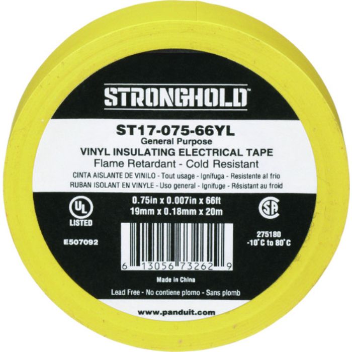 ストロングホールド StrongHoldビニールテープ 一般用途用 黄 幅19.1mm 長さ20m ST17-075-66YL(Tcode:2167614)
