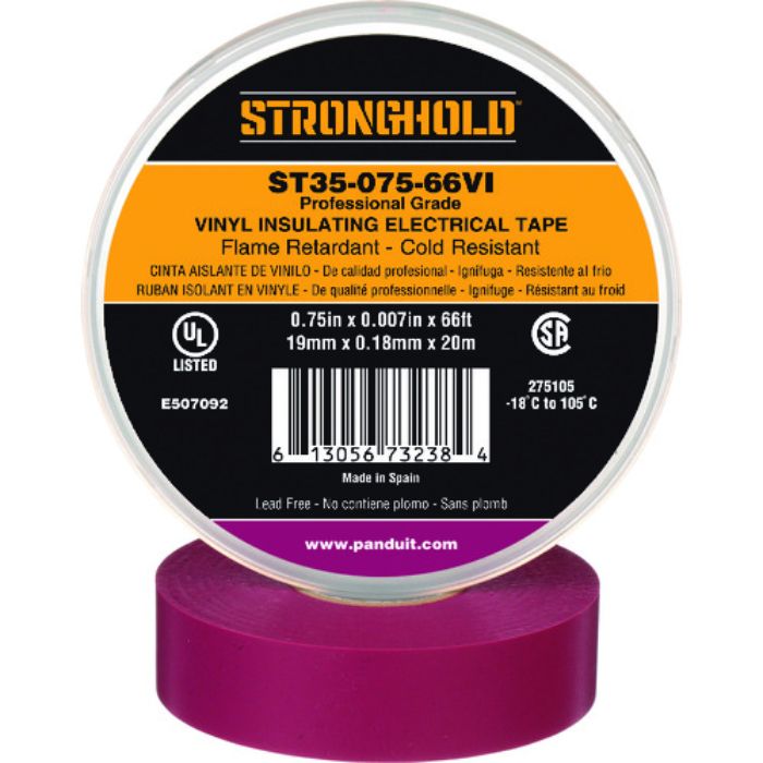 ストロングホールド StrongHoldビニールテープ 耐熱・耐寒・難燃 プロ仕様グレード 紫 幅19.1mm 長さ20m ST35-075-66VI(Tcode:2167631)