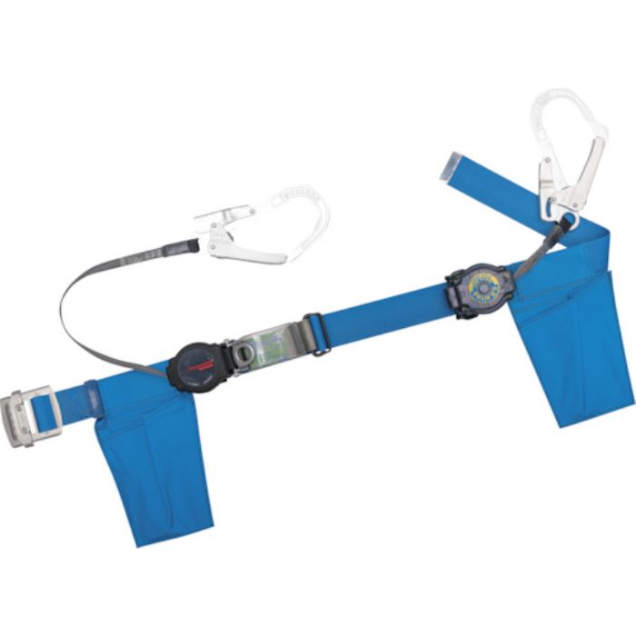 TSUYORON 胴ベルト型墜落制止用器具 TB-ORL-2-593-SRBT ランヤード+補助ロープ ワンハンドリトラ+SRリトラ 軽量型 青 Mサイズ(Tcode:3174151)