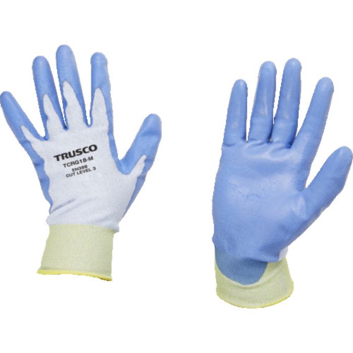 TRUSCO 耐切創手袋 18G ポリウレタンコーティング Mサイズ(Tcode:1612444)