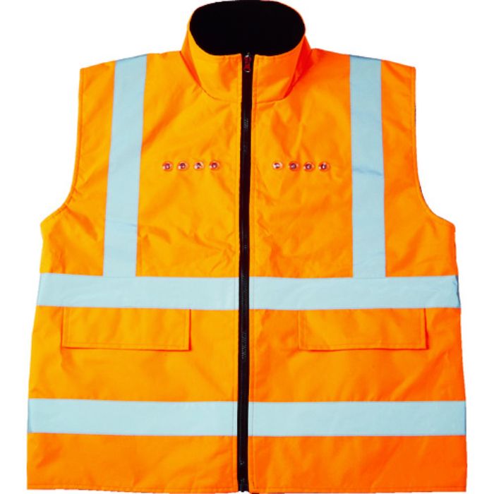 TRUSCO フリース付安全ベスト LED付 オレンジ(Tcode:1160807)