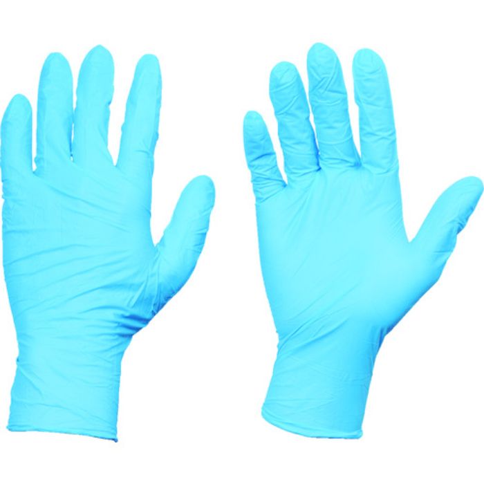 TRUSCO 使い捨てニトリル手袋TGスタンダード 0.08粉付青L 100枚(Tcode:8354671)