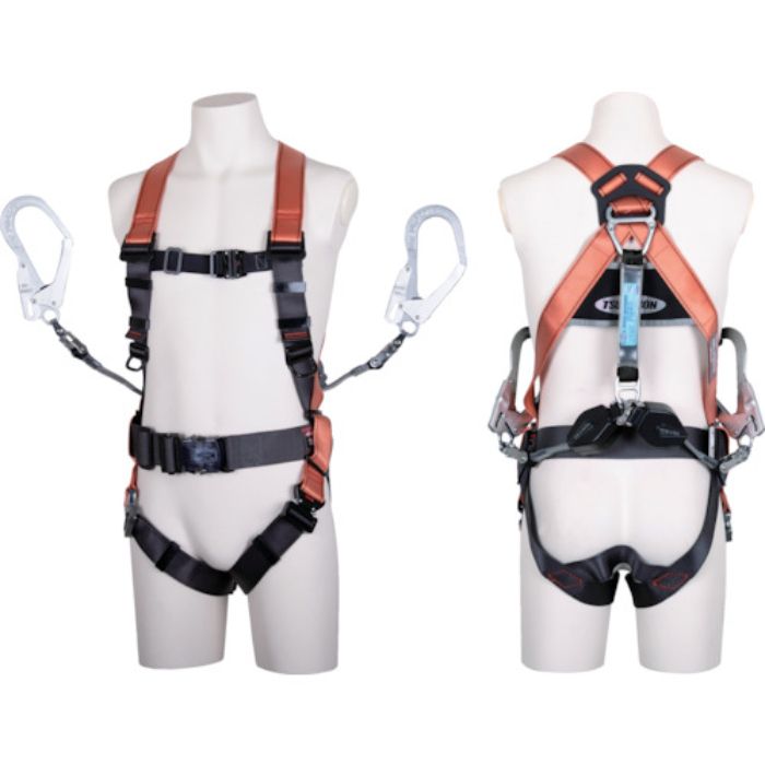 TSUYORON コアハーネス ツインランヤード付 TH-502-2CR93SV-OT ツインコルトリトラ オレンジ Mサイズ 黒(Tcode:3904444)