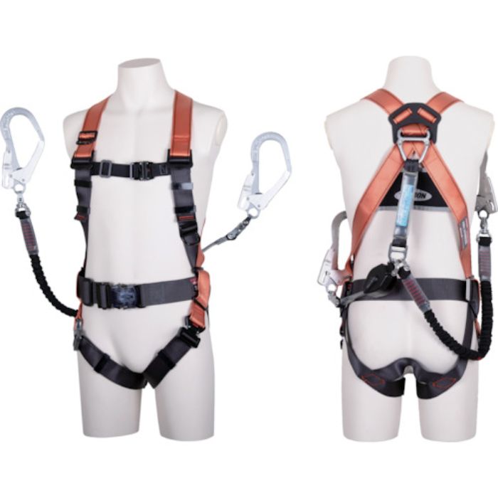 TSUYORON コアハーネス ツインランヤード付 TH-502-CRNV93SV-OT ツインコルトリトラ オレンジ Mサイズ 黒(Tcode:3904442)