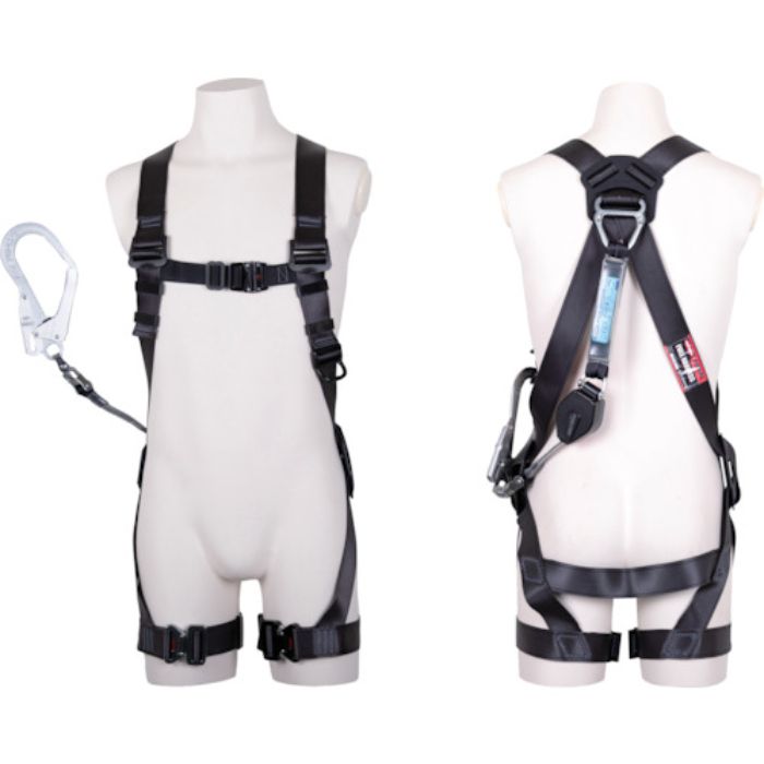 TSUYORON 黒影ハーネス シングルランヤード付き TH-504-CR93SV-OT コルトリトラ ロック機構付き 回転式アルミフック ダークグレー Lサイズ(Tcode:3904434)