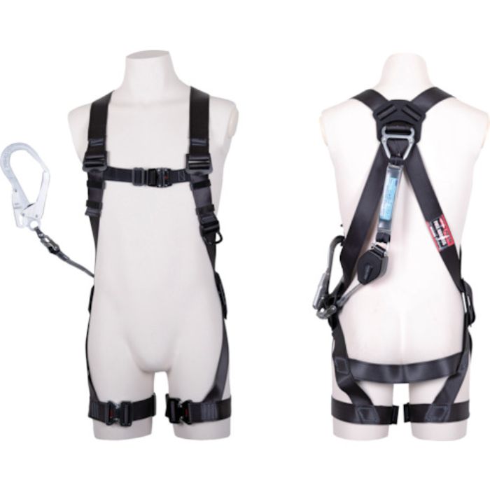 TSUYORON 黒影ハーネス シングルランヤード付き TH-504-CR93SV-OT コルトリトラ ロック機構付き 回転式アルミフック ダークグレー Mサイズ(Tcode:3904432)