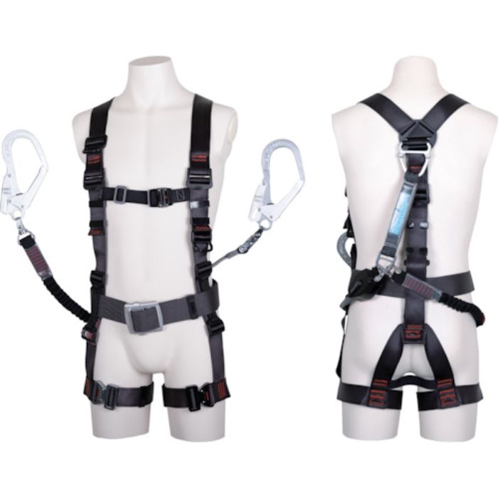 TSUYORON 飛燕ハーネス ツインランヤード付 コルトリトラ+ノビロン ロック機構  ダークグレー Mサイズ(Tcode:3904438)