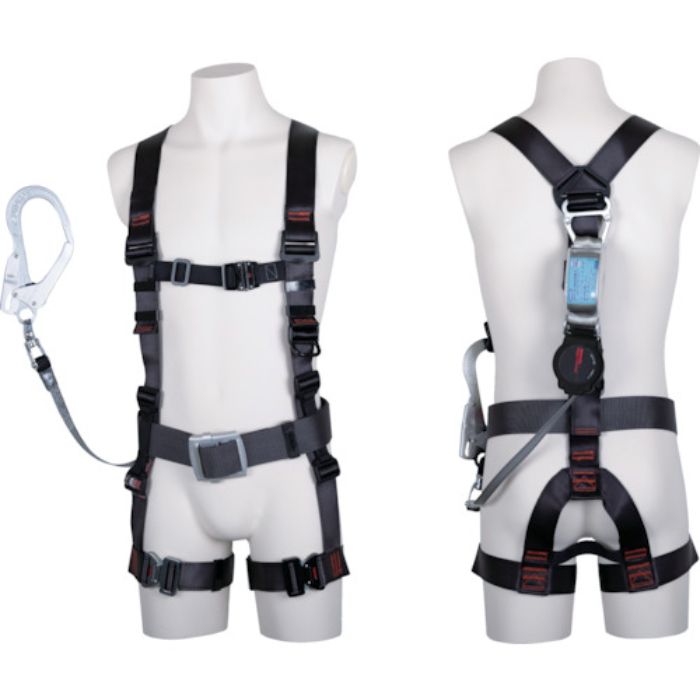 TSUYORON 飛燕ハーネス シングルランヤード付 ワンハンドリトラ ロック機構  ダークグレー Mサイズ ■(Tcode:1678497)