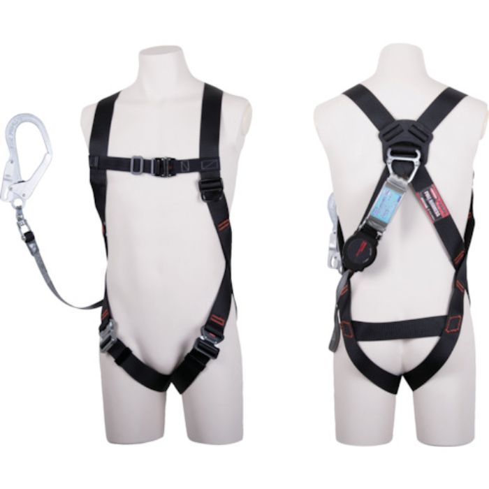 TSUYORON ライトハーネスランヤード付 TH-510-OH93SV-OT ワン・ハンドリトラ 黒 Lサイズ(Tcode:1636608)