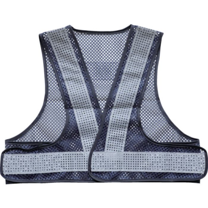 TRUSCO メッシュ安全ベスト ショート丈 紺*シルバー 着丈420mm(Tcode:2572690)