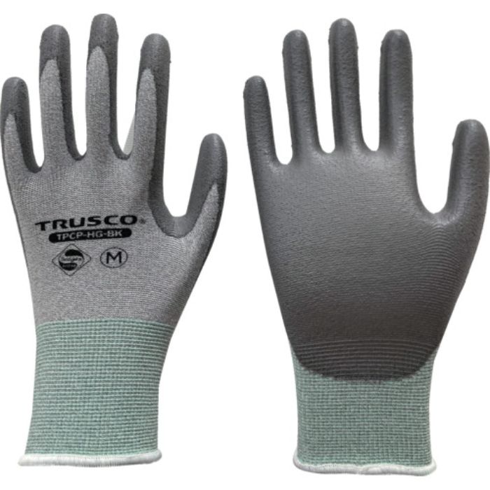 TRUSCO 抗菌仕様 タッチパネル対応 プレミアムカーボン背抜き手袋 M(Tcode:2619868)