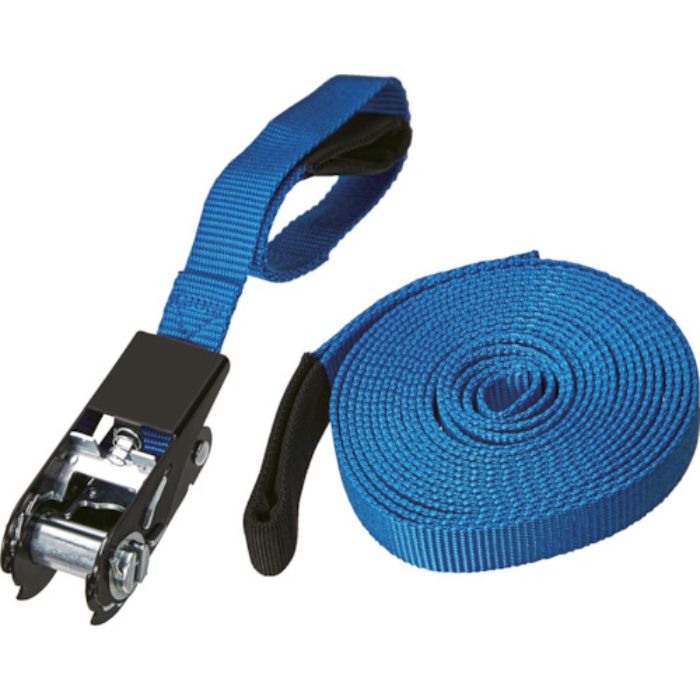 TRUSCO 簡易結束ベルト 25mmX5m アイタイプ 青(ラチェット機能あり)(Tcode:5547411)
