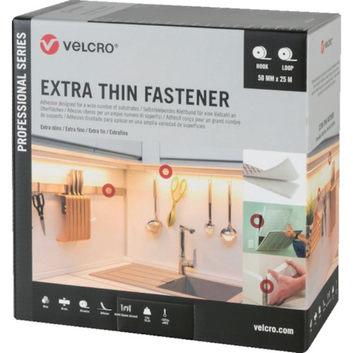 ヴェルクロ VELCRO[[R上]]結束テープ 極薄タイプ 幅50mm×長さ5m 黒(Tcode:2503674)