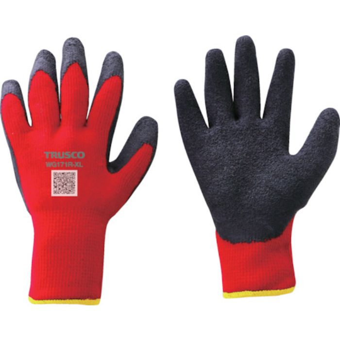 TRUSCO 防寒天然ゴム手袋 裏起毛タイプ レッド XLサイズ(Tcode:2511342)