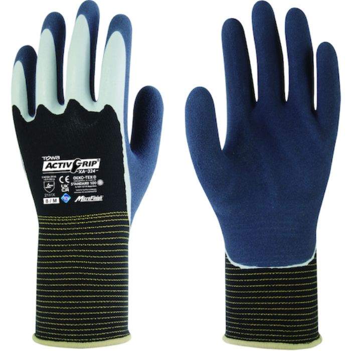 トワロン 天然ゴム背抜き手袋 ActivGrip XA-324 8/M(Tcode:5388093)