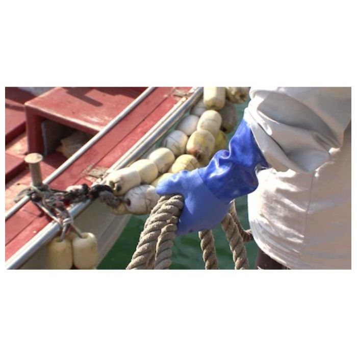 【まとめ買い】 SHOWA(ショーワ) 塩化ビニール手袋 簡易包装耐油ロングビニローブ 1Pk(袋)10双 ブルー LLサイズ (Tcode:4343263)の説明画像6