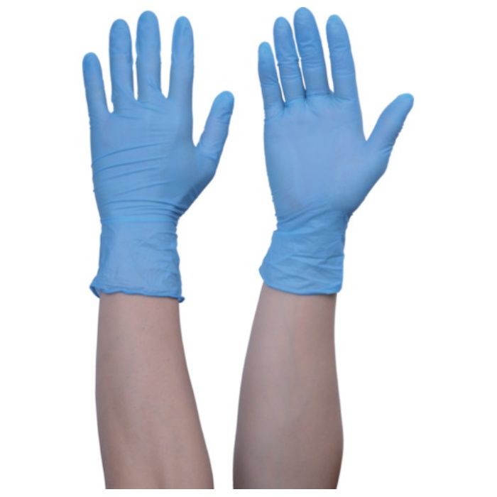 【まとめ買い】 トラスコ中山 使い捨てニトリル手袋TGワーク 0.10 粉無青L 100枚 10箱 (Tcode:5861537)