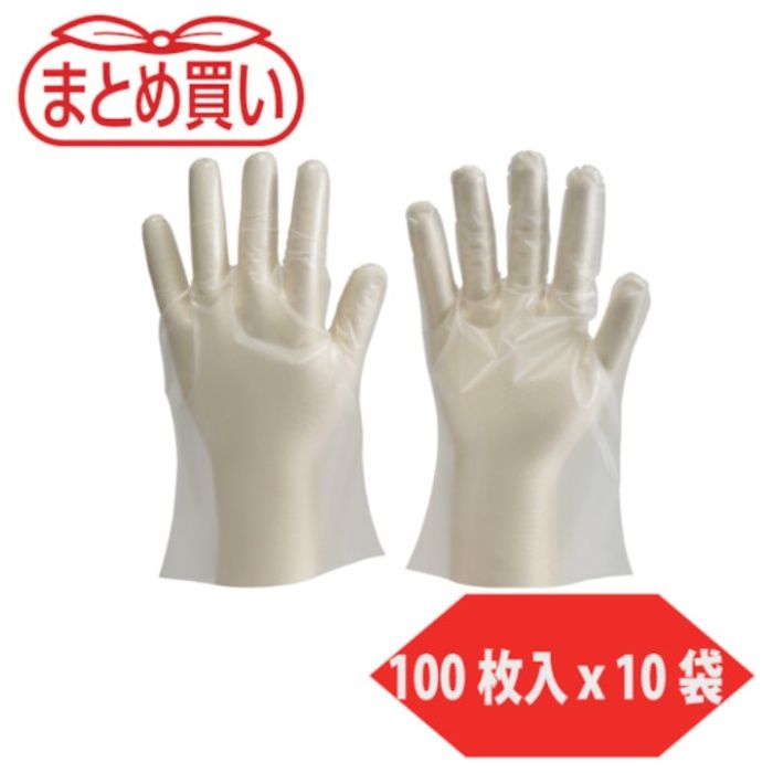 【まとめ買い】 TRUSCO(トラスコ) ポリエチレン製使い捨て手袋 Lサイズ (100枚入x10袋) (Tcode:4506756)