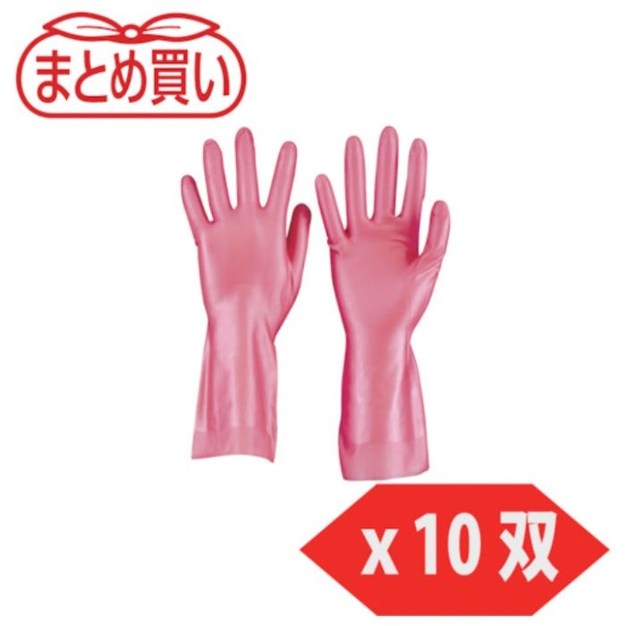 【まとめ買い】 TRUSCO(トラスコ) 天然ゴム手袋 中厚手タイプ ピンク Mサイズ 10双 (Tcode:4506754)