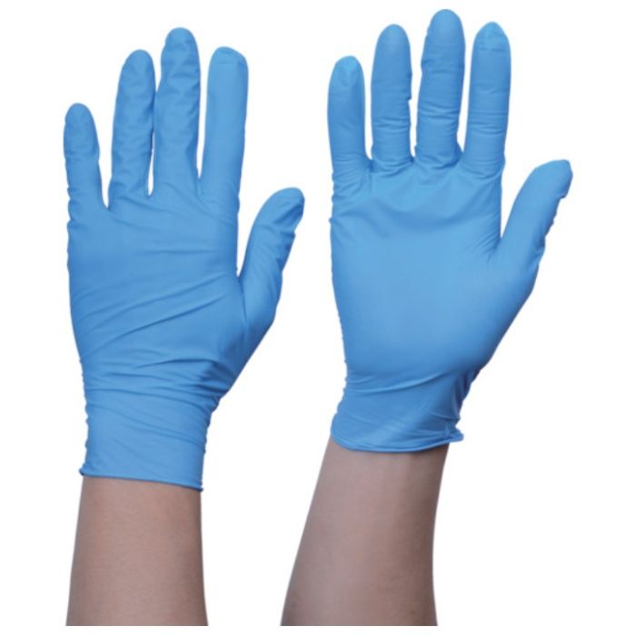 【まとめ買い】 トラスコ中山 使い捨てニトリル手袋TGスタンダード 0.08粉無青L 100枚 10箱 (Tcode:5860063)