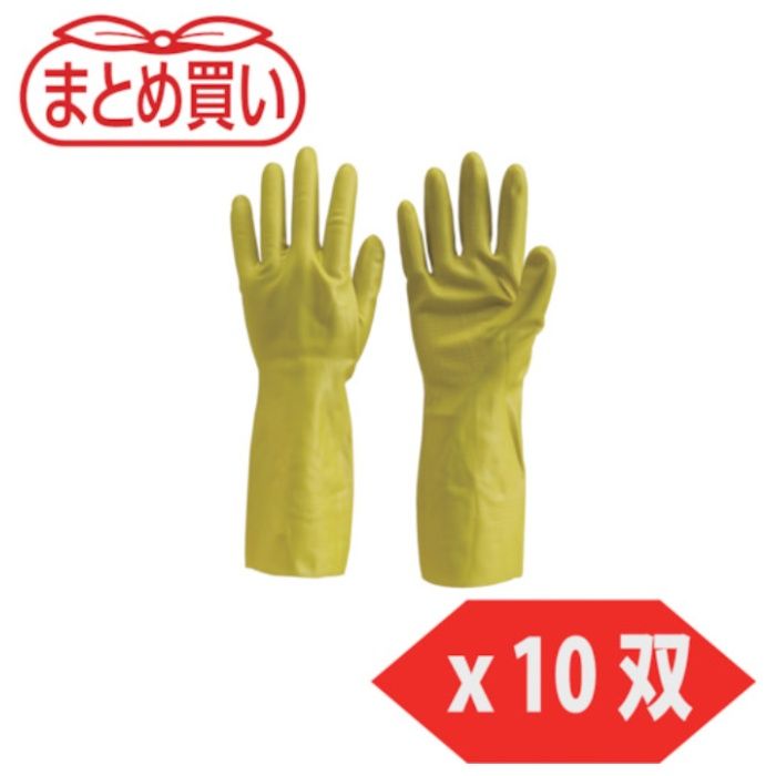 【まとめ買い】 TRUSCO(トラスコ) 天然ゴム手袋 中厚手タイプ グリ-ン Lサイズ 10双 (Tcode:4506748)