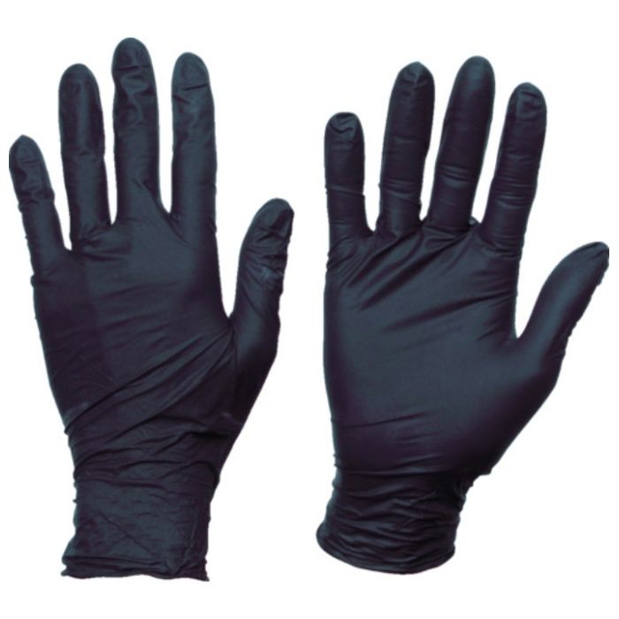 【まとめ買い】 トラスコ中山 使い捨てニトリル手袋TGスタンダード 0.08粉無黒S 100枚 10箱 (Tcode:6968730)