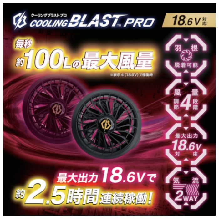リンクサス　COOLING　BLAST　PRO　18.6V対応　薄型ブラシレスファンセットの説明画像2