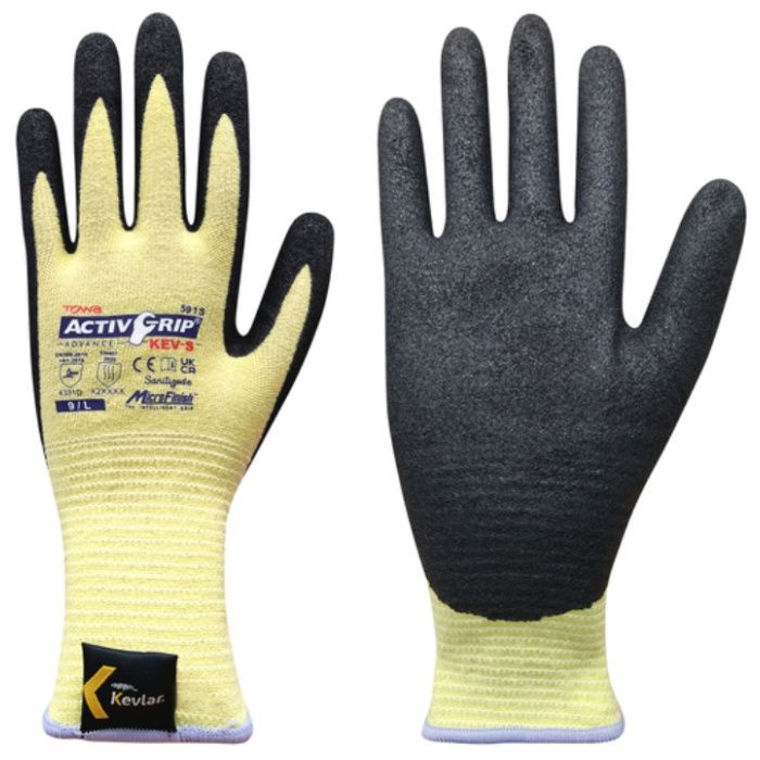 トワロン　まとめ買い　耐切創手袋　アクティブグリップアドバンスKEV-S　9/L　(12双入)