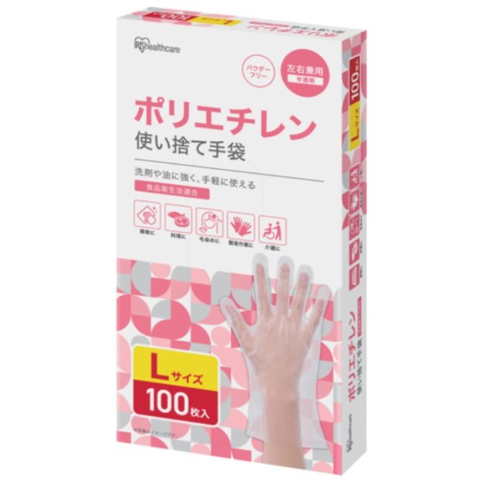 IRIS　106473　ポリエチレン手袋　Lサイズ　100枚