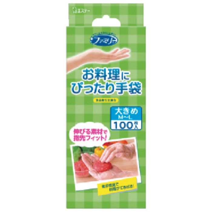 エステー　ファミリーお料理にぴったり手袋大きめサイズ半透明100枚入