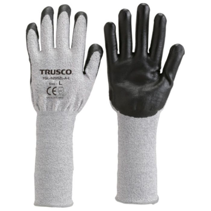 TRUSCO　【売切廃番】グラスファイバー手袋ニトリル手のひらコートロング　S