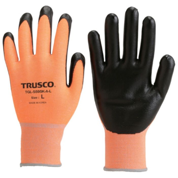 TRUSCO　【売切廃番】　耐切創手袋　レベル2　蛍光オレンジ　S