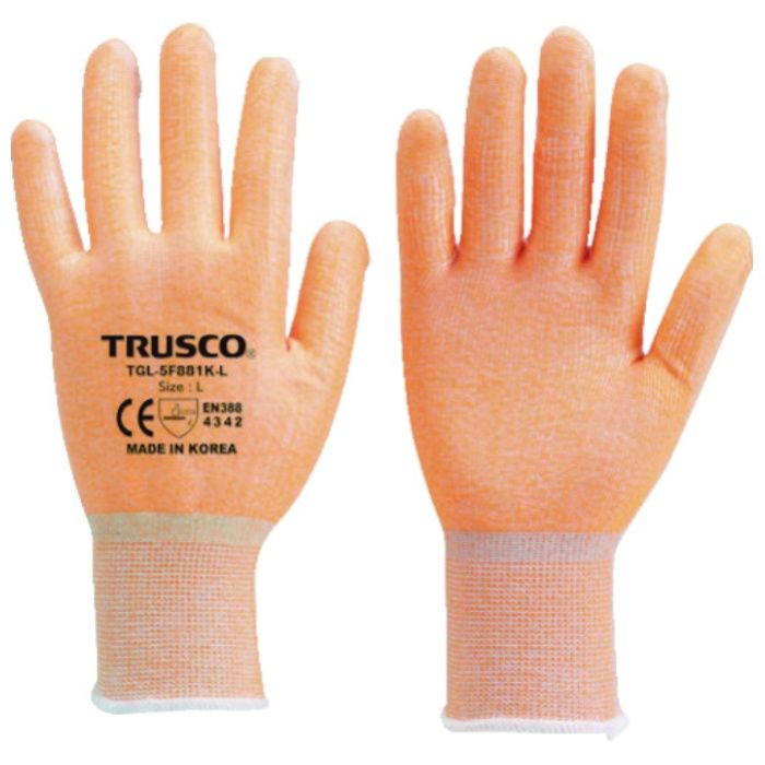 TRUSCO　【売切廃番】耐切創手袋　レベル3　蛍光オレンジ　S
