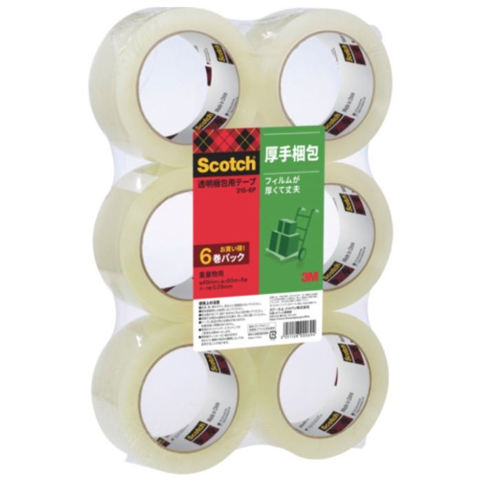 3M　透明梱包用テープ　48mmX50m　6巻パック　重量物用