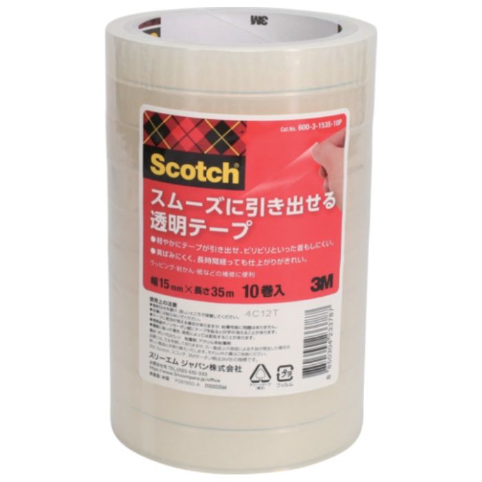 3M　スコッチ(R)　スムーズに引き出せる透明テープ　15mm　x　35m
