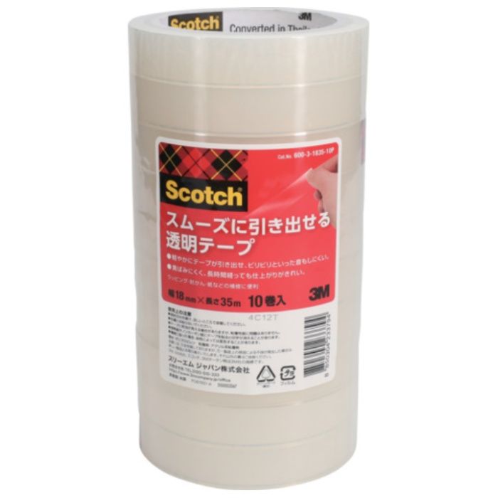3M　スコッチ(R)　スムーズに引き出せる透明テープ　18mm　x　35m