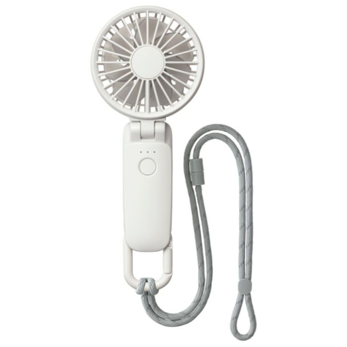 RHYTHM　【再販売】　ハンディファン　首掛け・持つ・卓上の3Way　USB充電式　2重反転ファン　ライトグレー　Silky　Wind　Mobile　3.2