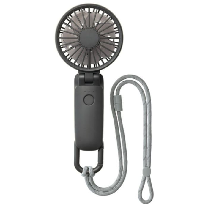 RHYTHM　【再販売】　ハンディファン　首掛け・持つ・卓上の3Way　USB充電式　2重反転ファン　ダークグレー　Silky　Wind　Mobile　3.2
