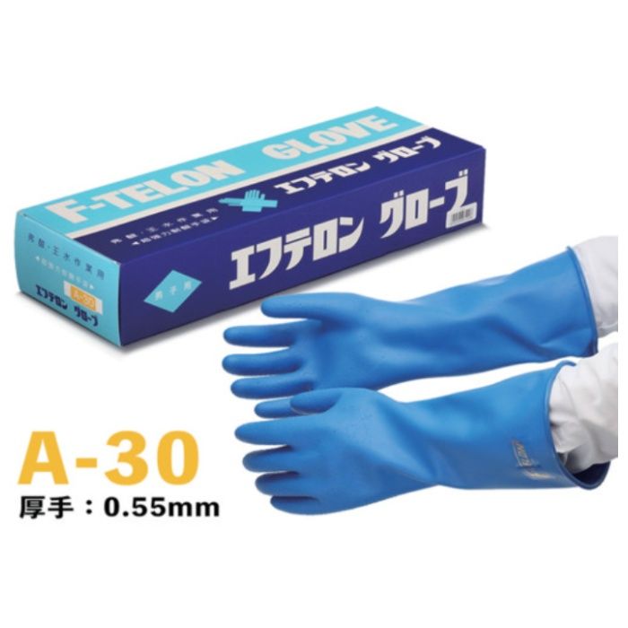 ハナキゴム　【メーカー一時受注停止】　超強力耐酸手袋　エフテロングローブ　A-30　男子用　厚手　クリーンタイプ