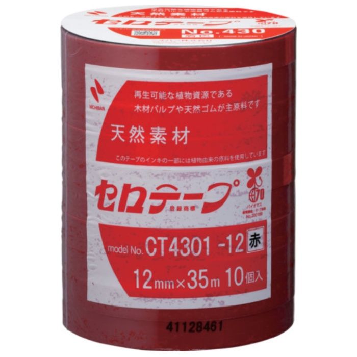ニチバン　【一時受注停止】　着色セロテープ　NO.430　赤　12mmX35m　1本(10巻入り)