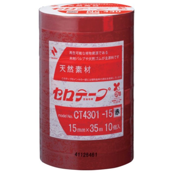 ニチバン　【一時受注停止】　着色セロテープ　NO.430　赤　15mmX35m　1本(10巻入り)