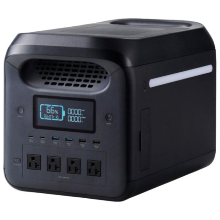 ELECOM　ポータブル電源　1229Wh　AC定格出力1500W　AC×4　ブラック