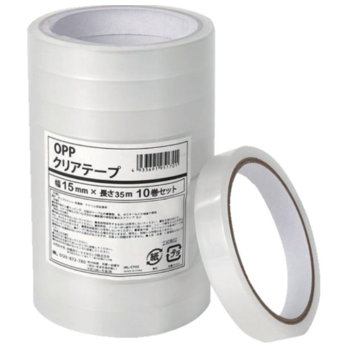 IRL　OPPクリアテープ　15mm×35m　10巻セット